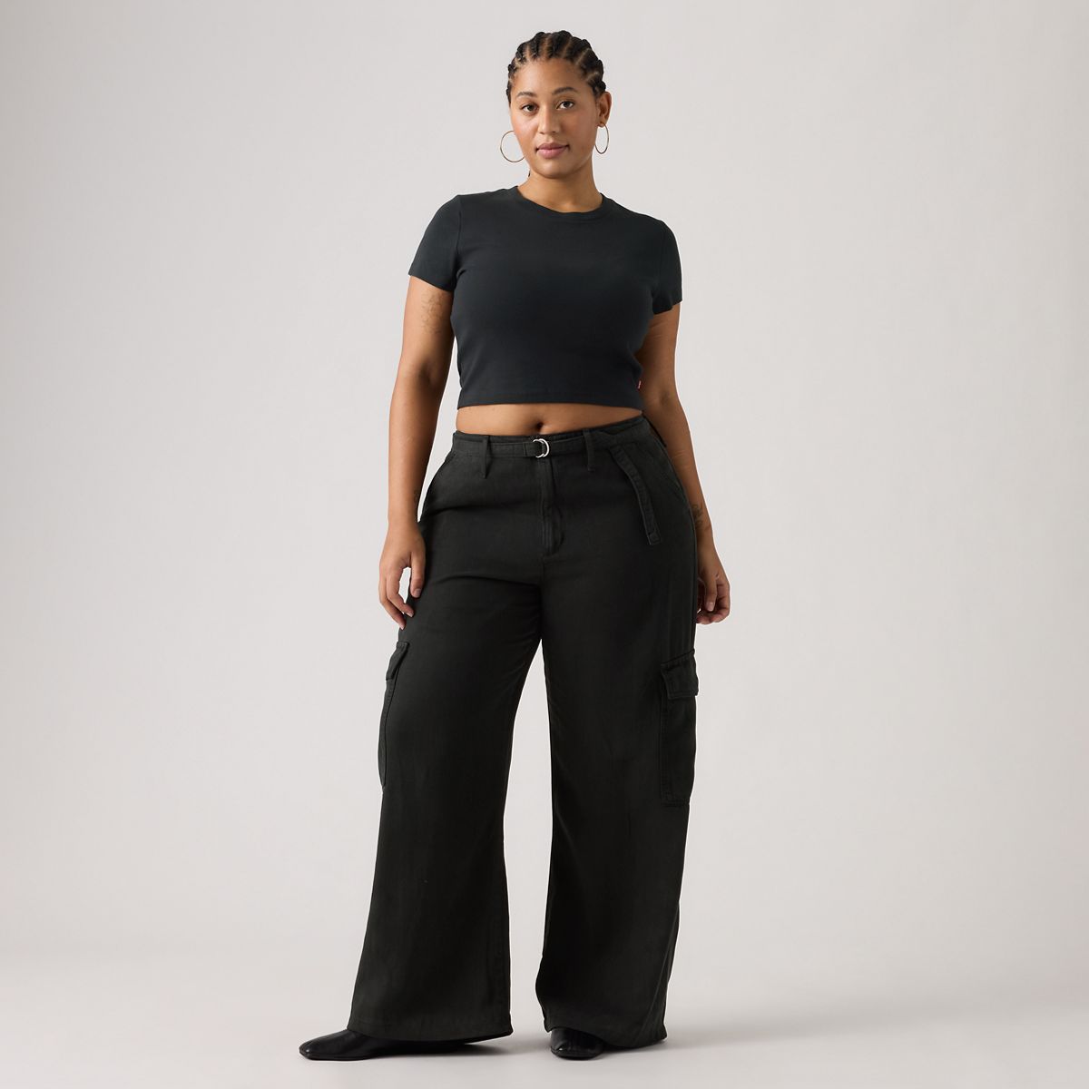 Baggy Dad Cargo TENCEL™ Women's Pants — Caviar - Black
