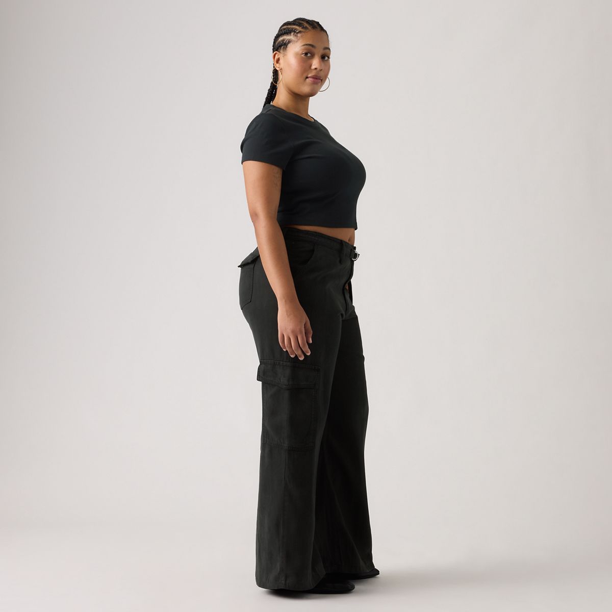 Baggy Dad Cargo TENCEL™ Women's Pants — Caviar - Black