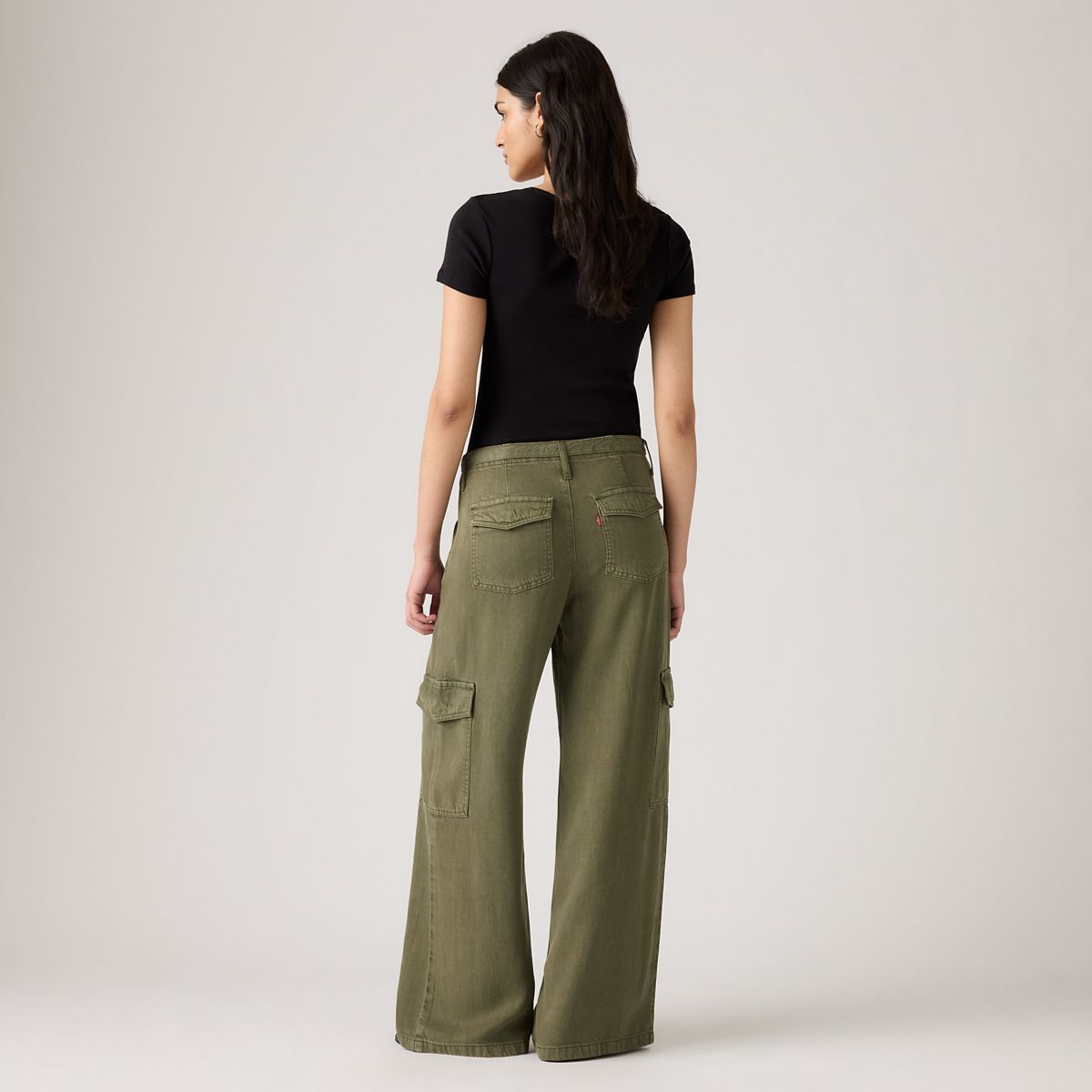 Baggy Dad Cargo TENCEL™ Women's Pants — Drapey Ivy Green Gd - Green