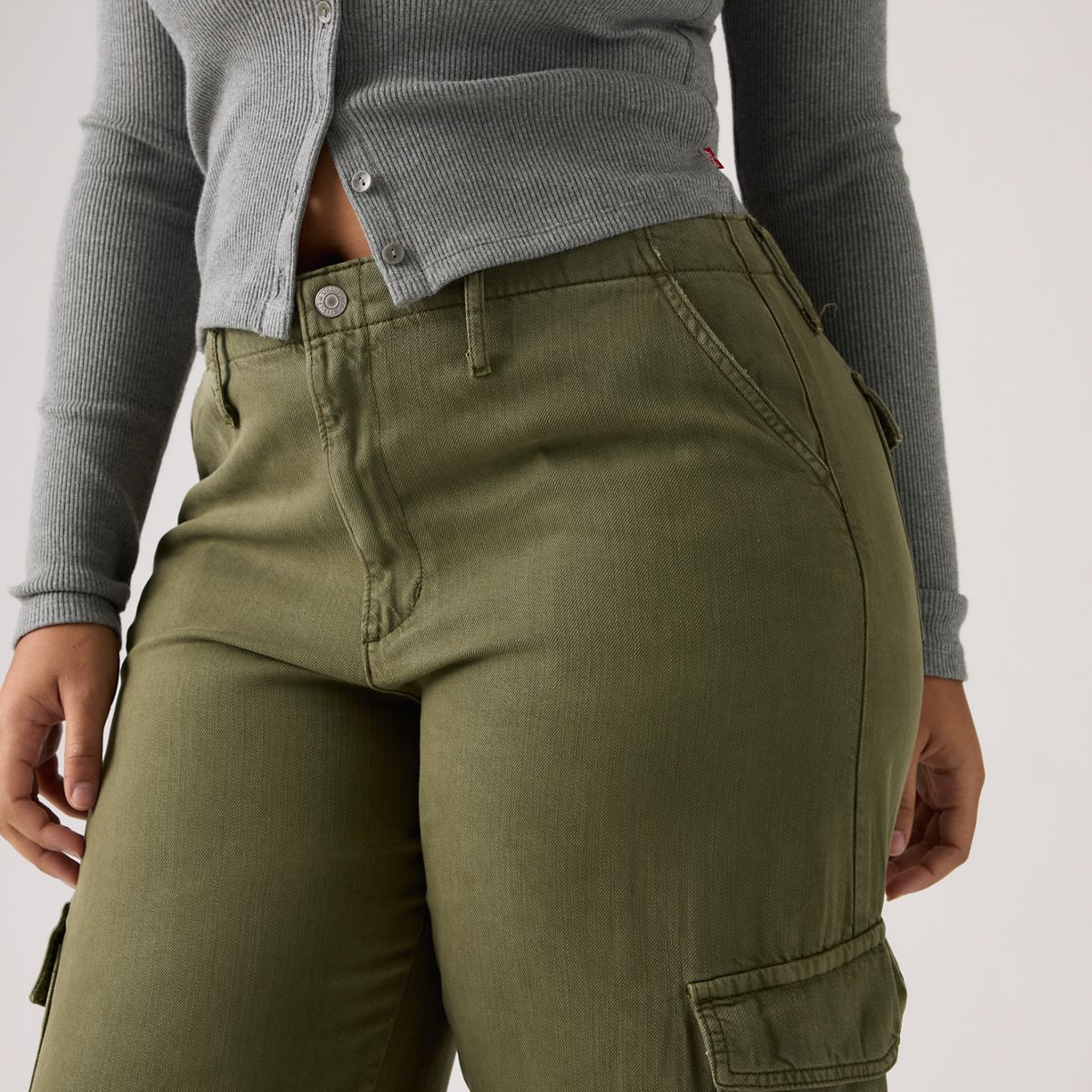 Baggy Dad Cargo TENCEL™ Women's Pants — Drapey Ivy Green Gd - Green