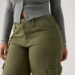 Baggy Dad Cargo TENCEL™ Women's Pants — Drapey Ivy Green Gd - Green 13