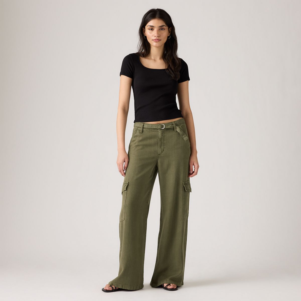Baggy Dad Cargo TENCEL™ Women's Pants — Drapey Ivy Green Gd - Green