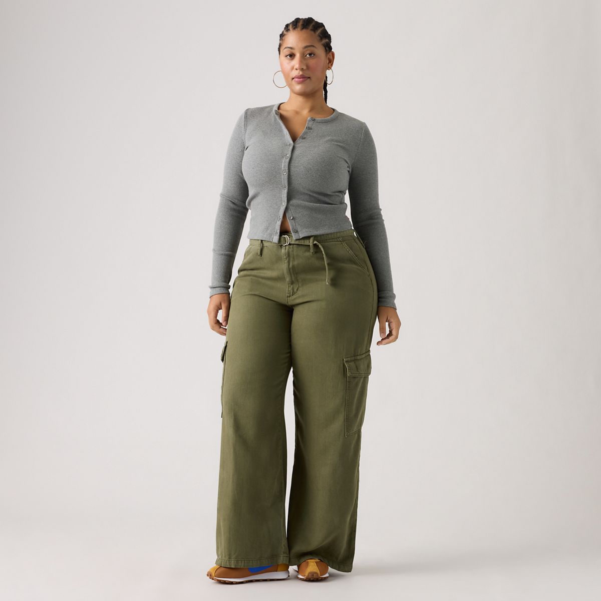 Baggy Dad Cargo TENCEL™ Women's Pants — Drapey Ivy Green Gd - Green