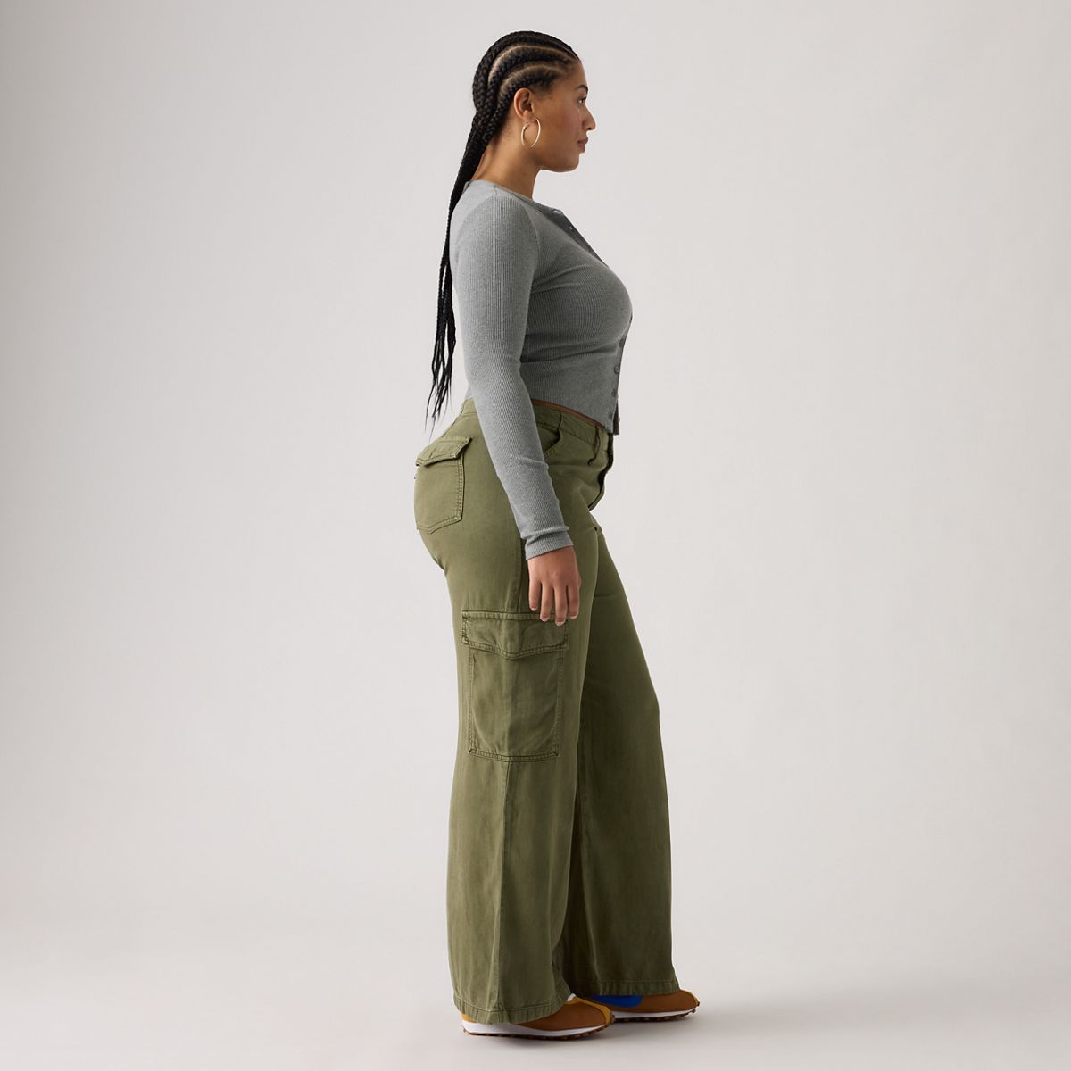 Baggy Dad Cargo TENCEL™ Women's Pants — Drapey Ivy Green Gd - Green
