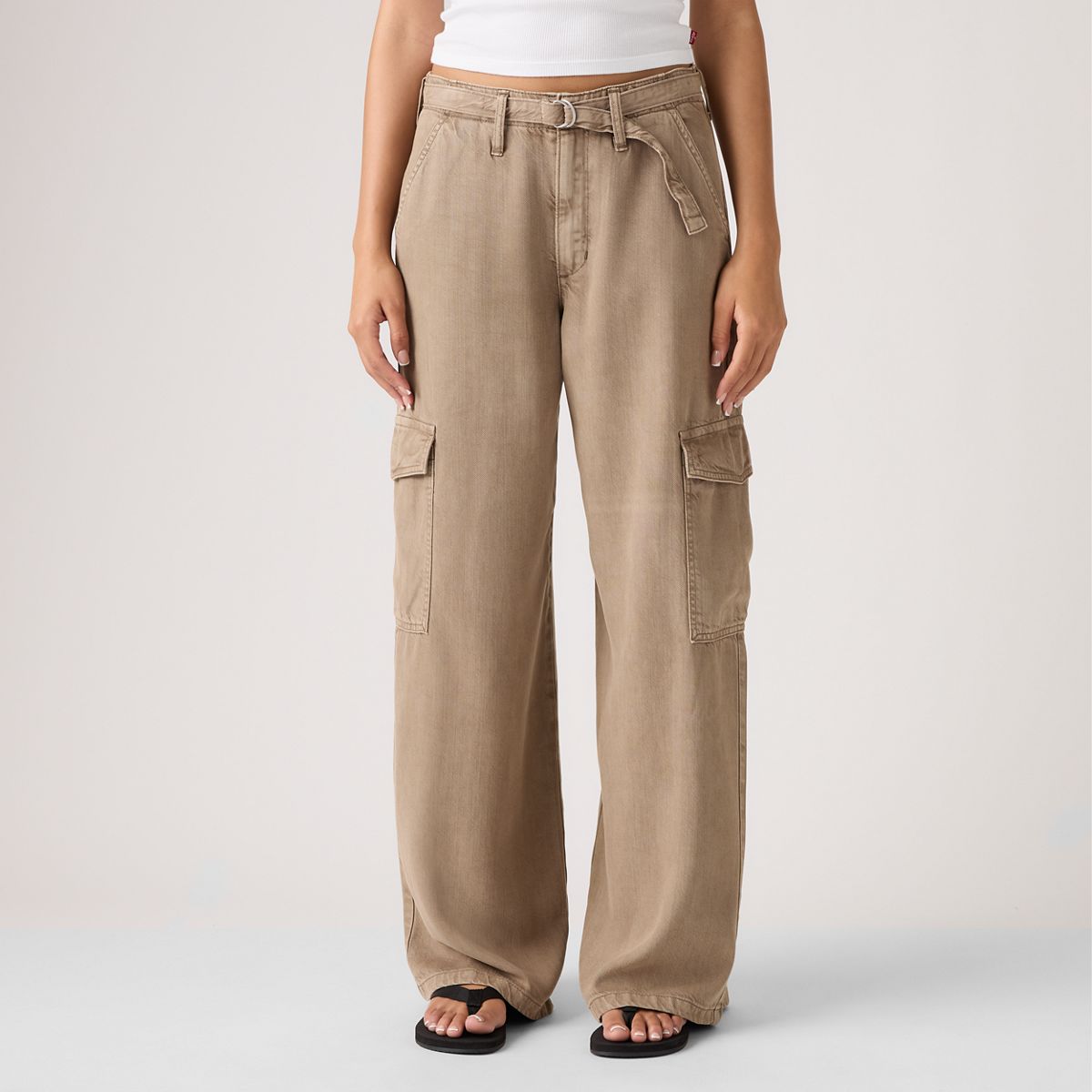 Baggy Dad Cargo TENCEL™ Women's Pants — Drapey Pine Bark Gd - Brown