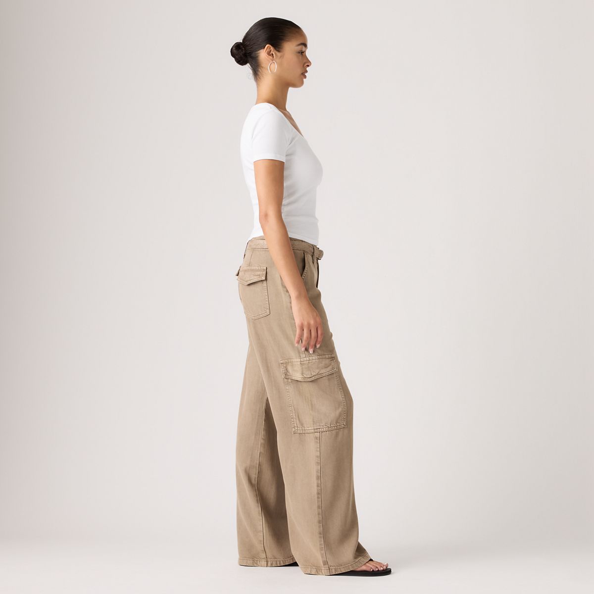 Baggy Dad Cargo TENCEL™ Women's Pants — Drapey Pine Bark Gd - Brown