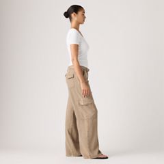 Baggy Dad Cargo TENCEL™ Women's Pants — Drapey Pine Bark Gd - Brown 4