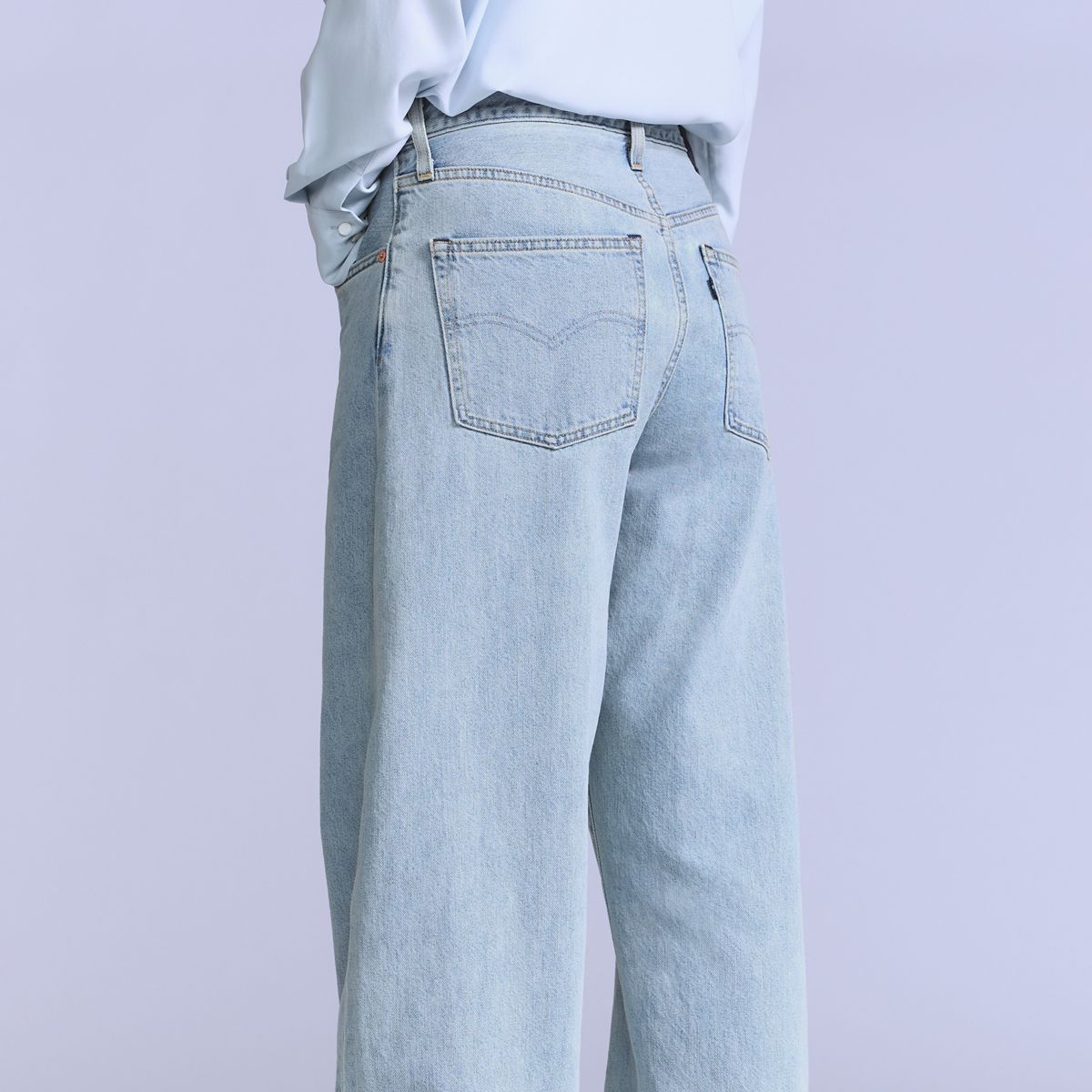 Women's Drop Barrel Jeans — Aqua Marine Made of Japan - Light Wash