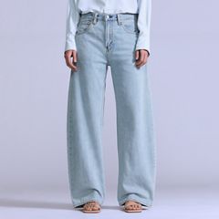 Women's Drop Barrel Jeans — Aqua Marine Made of Japan - Light Wash 3