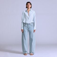 Women's Drop Barrel Jeans — Aqua Marine Made of Japan - Light Wash 6