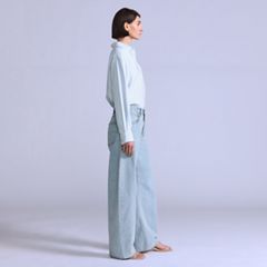 Women's Drop Barrel Jeans — Aqua Marine Made of Japan - Light Wash 5