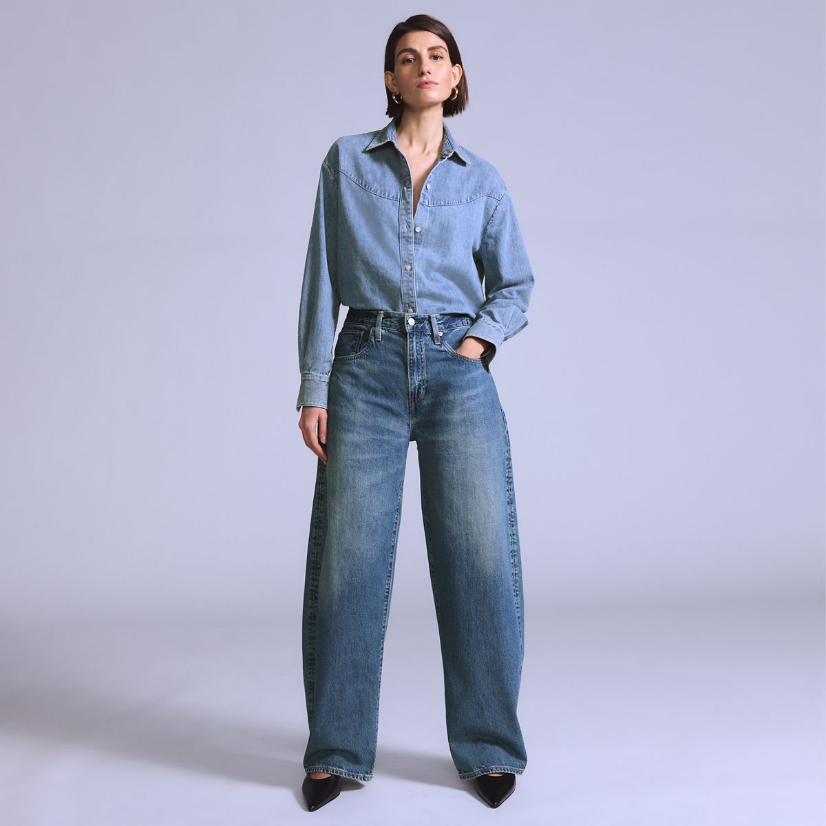 Women's Drop Barrel Jeans — Hinny Made in Japan - Medium Wash