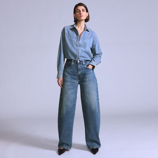 Women's Drop Barrel Jeans — Hinny Made in Japan - Medium Wash