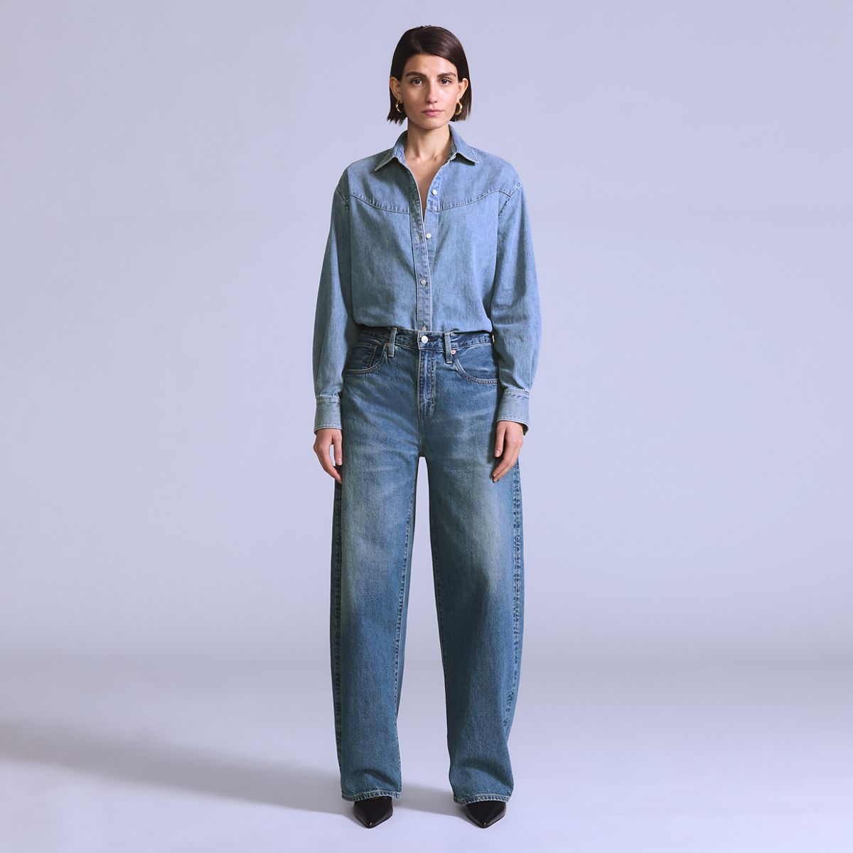 Women's Drop Barrel Jeans — Hinny Made in Japan - Medium Wash