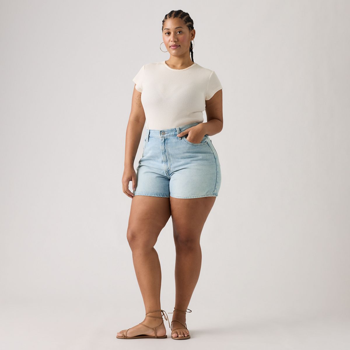 Cinch Mid-Thigh Lightweight Women's Shorts — Abraided Art Short - Light Wash