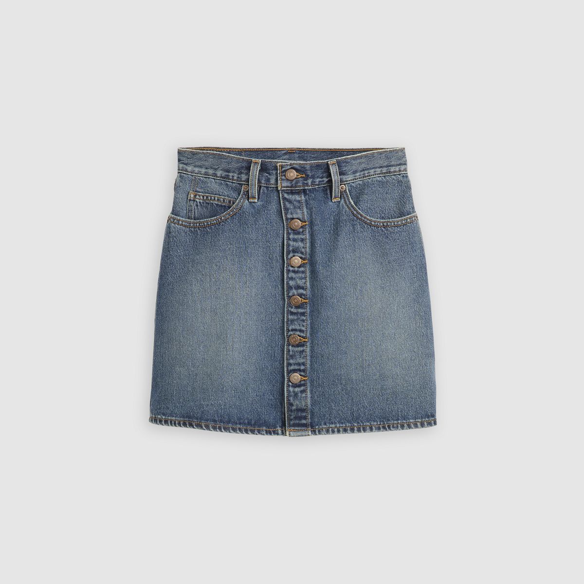 Retro Button Front Skirt — Eight Track - Dark Wash