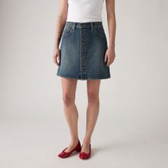 Retro Button Front Skirt — Eight Track - Dark Wash 2