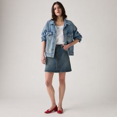 Retro Button Front Skirt — Eight Track - Dark Wash 1