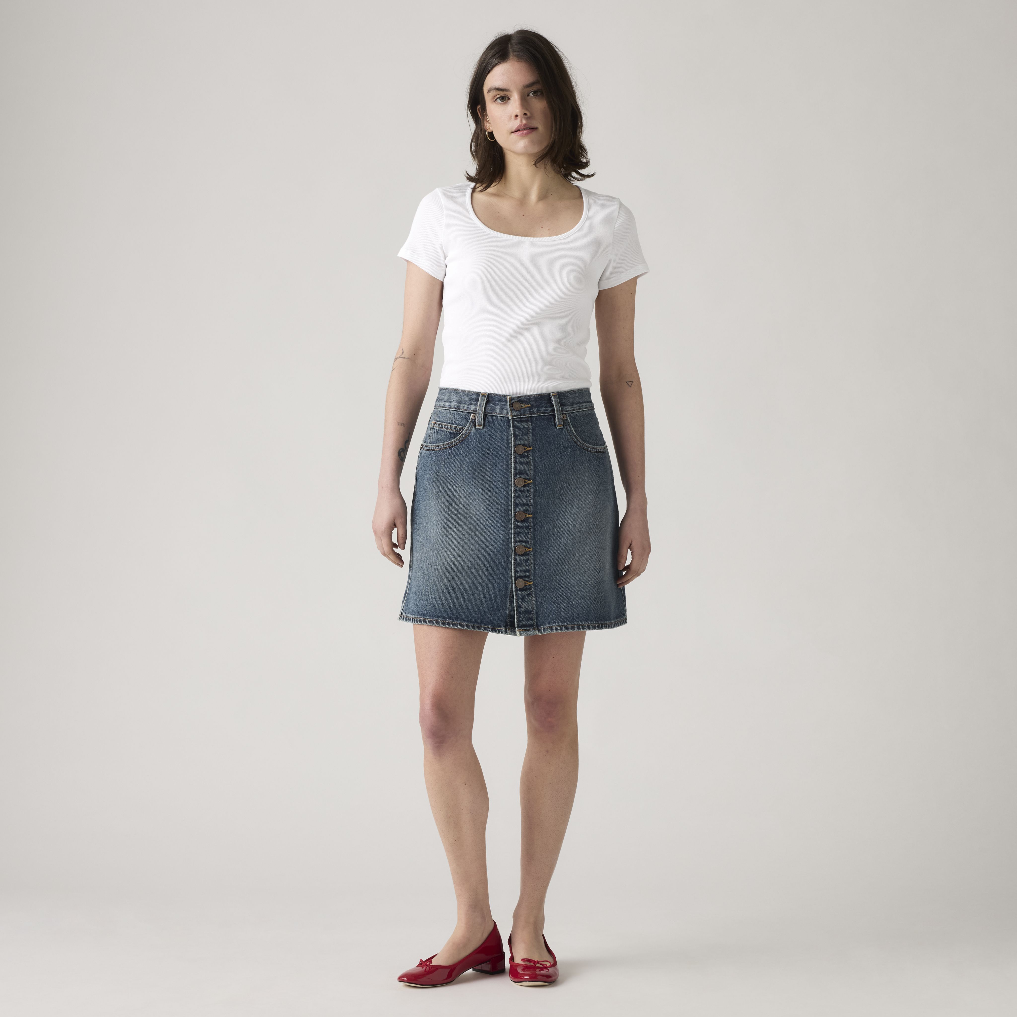 Retro Button Front Skirt 8