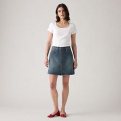 Retro Button Front Skirt — Eight Track - Dark Wash 5