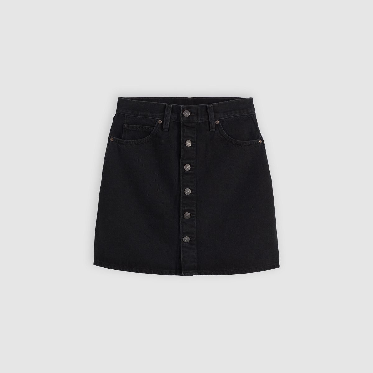 Retro Button Front Skirt — Open Mind - Black