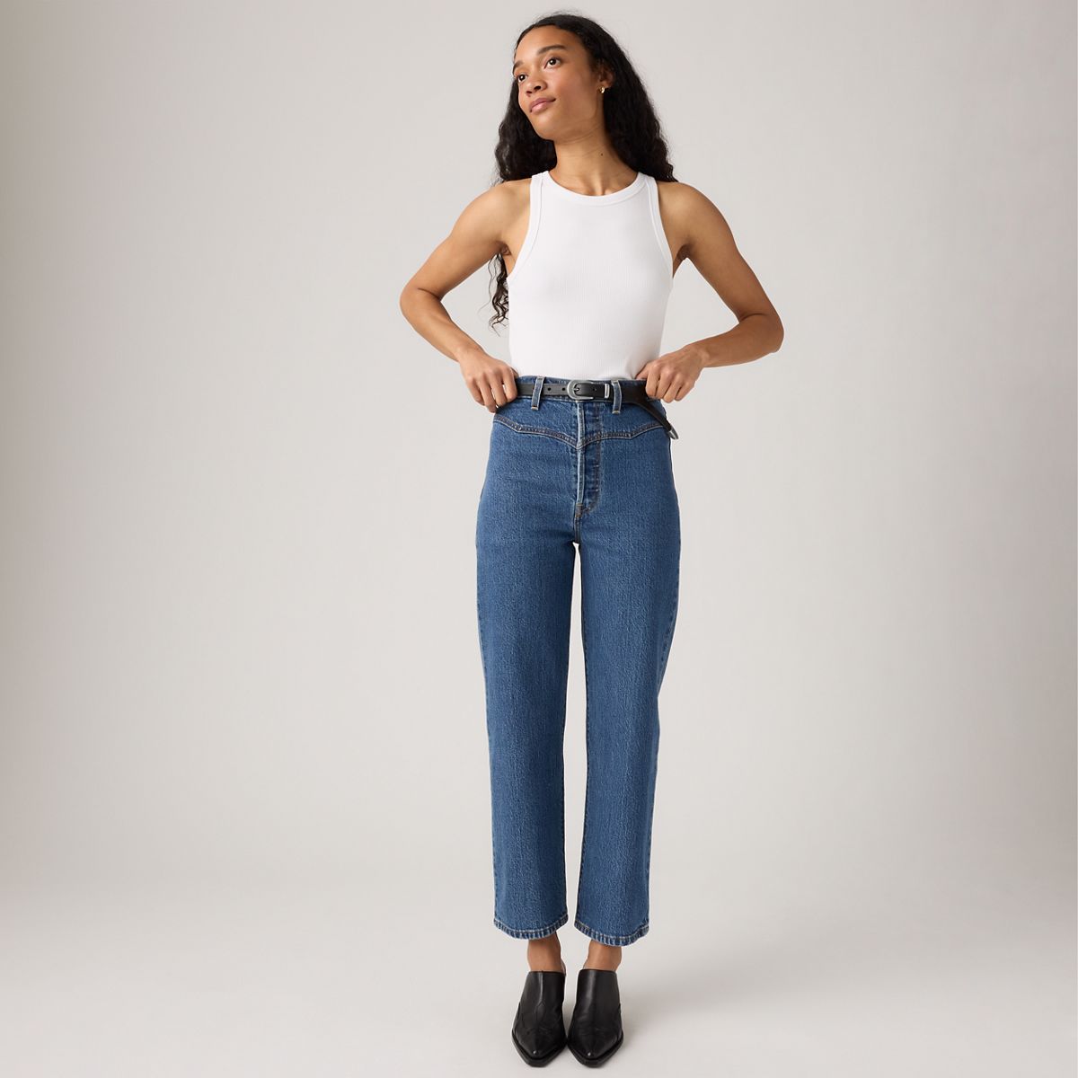 Ribcage Western Yoke Women's Jeans — Valley View Stone - Dark Wash