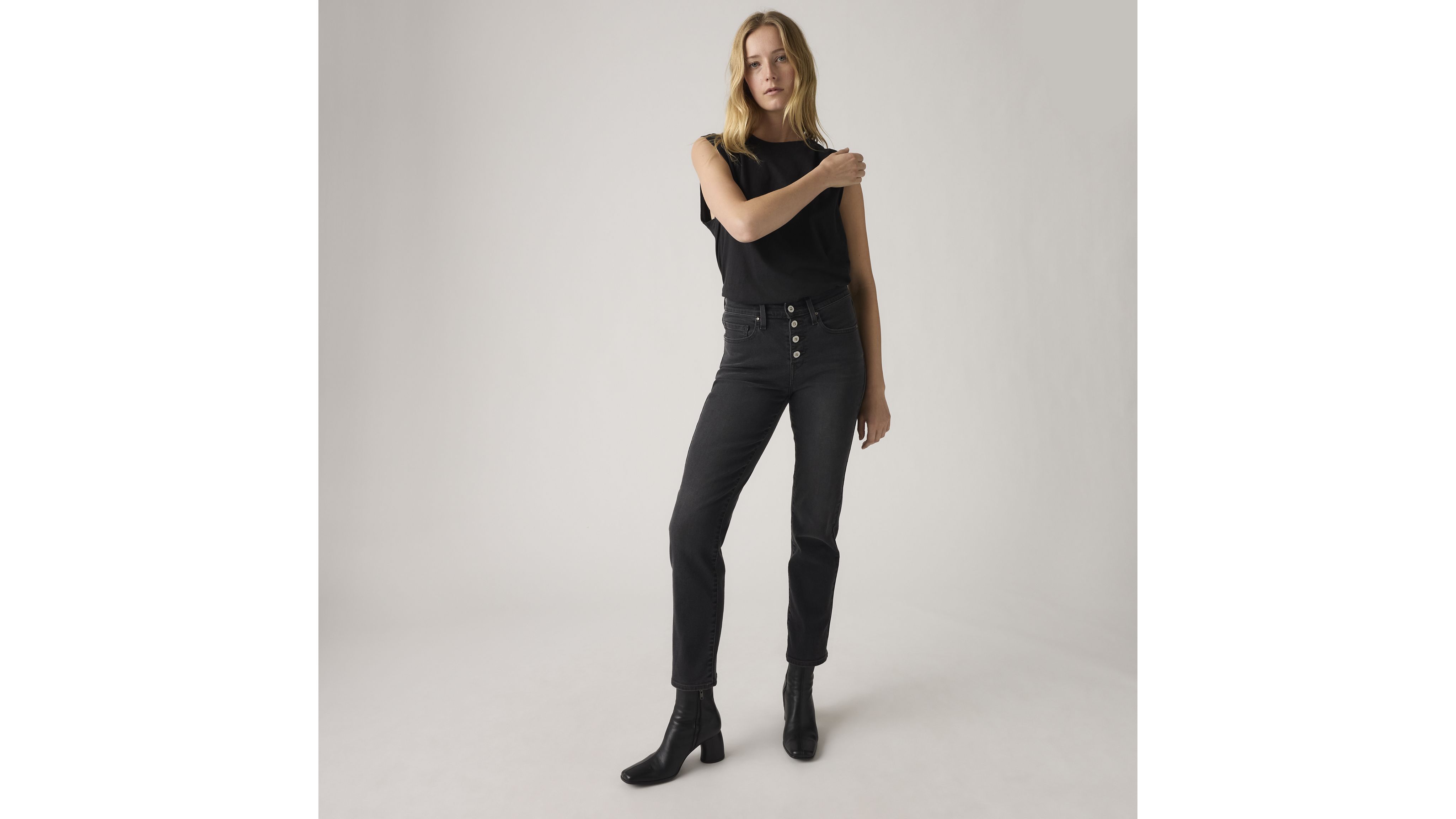 724 High Rise Button Fly Straight Women's Jeans 1