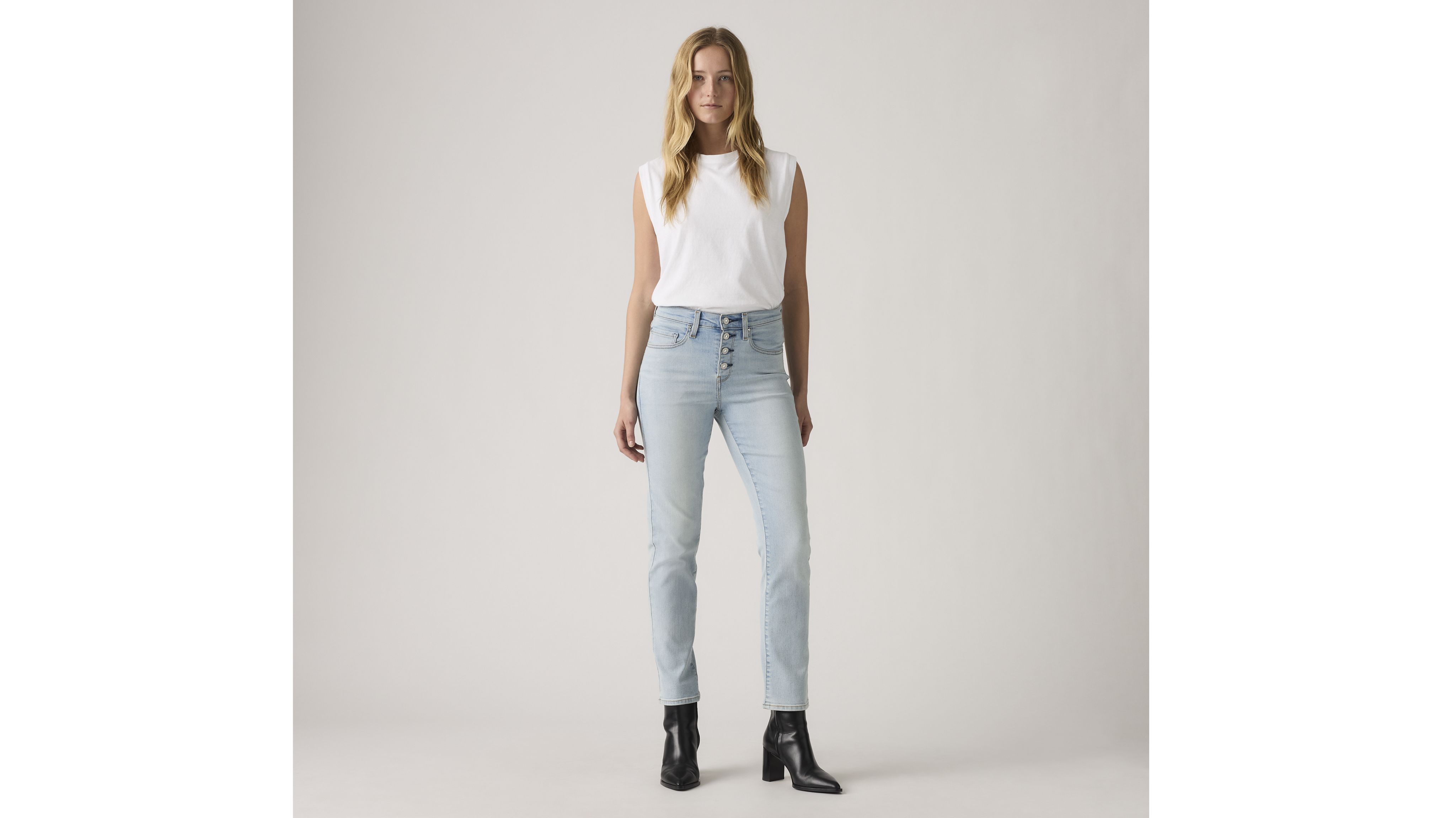 724 High Rise Button Fly Straight Women's Jeans 7