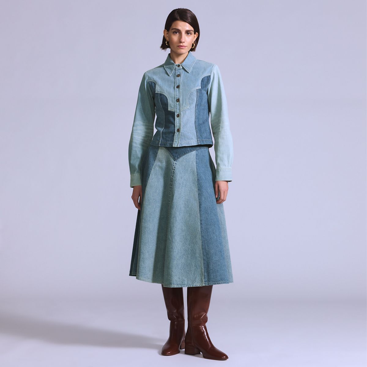 Women's Roper Skirt — Cuetil Made of Japan - Medium Wash