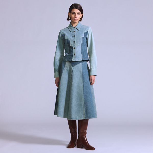 Women's Roper Skirt — Cuetil Made of Japan - Medium Wash