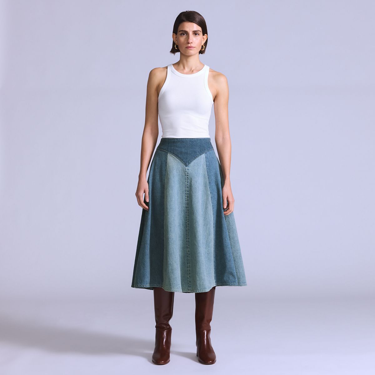Women's Roper Skirt — Cuetil Made of Japan - Medium Wash