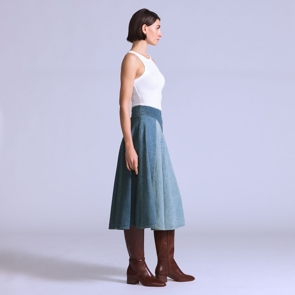 Women's Roper Skirt — Cuetil Made of Japan - Medium Wash