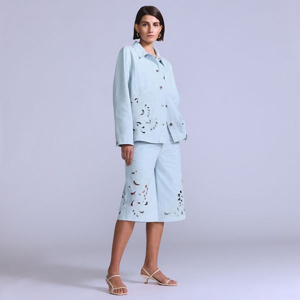Women's Embroidered Bandit Shorts — Soft Wash Short - Medium Wash