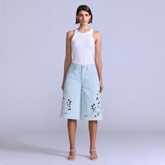 Women's Embroidered Bandit Shorts — Soft Wash Short - Medium Wash 6