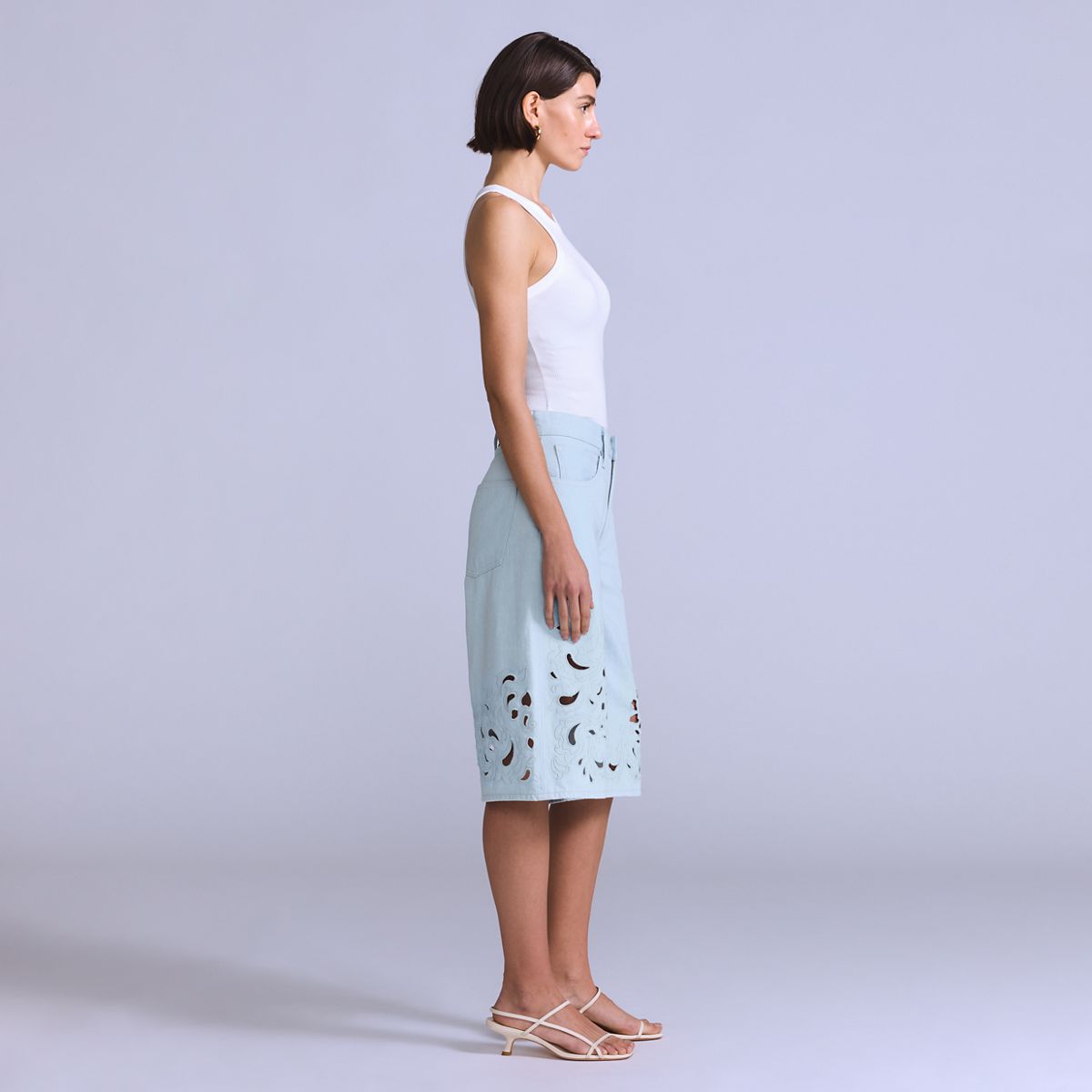Women's Embroidered Bandit Shorts — Soft Wash Short - Medium Wash