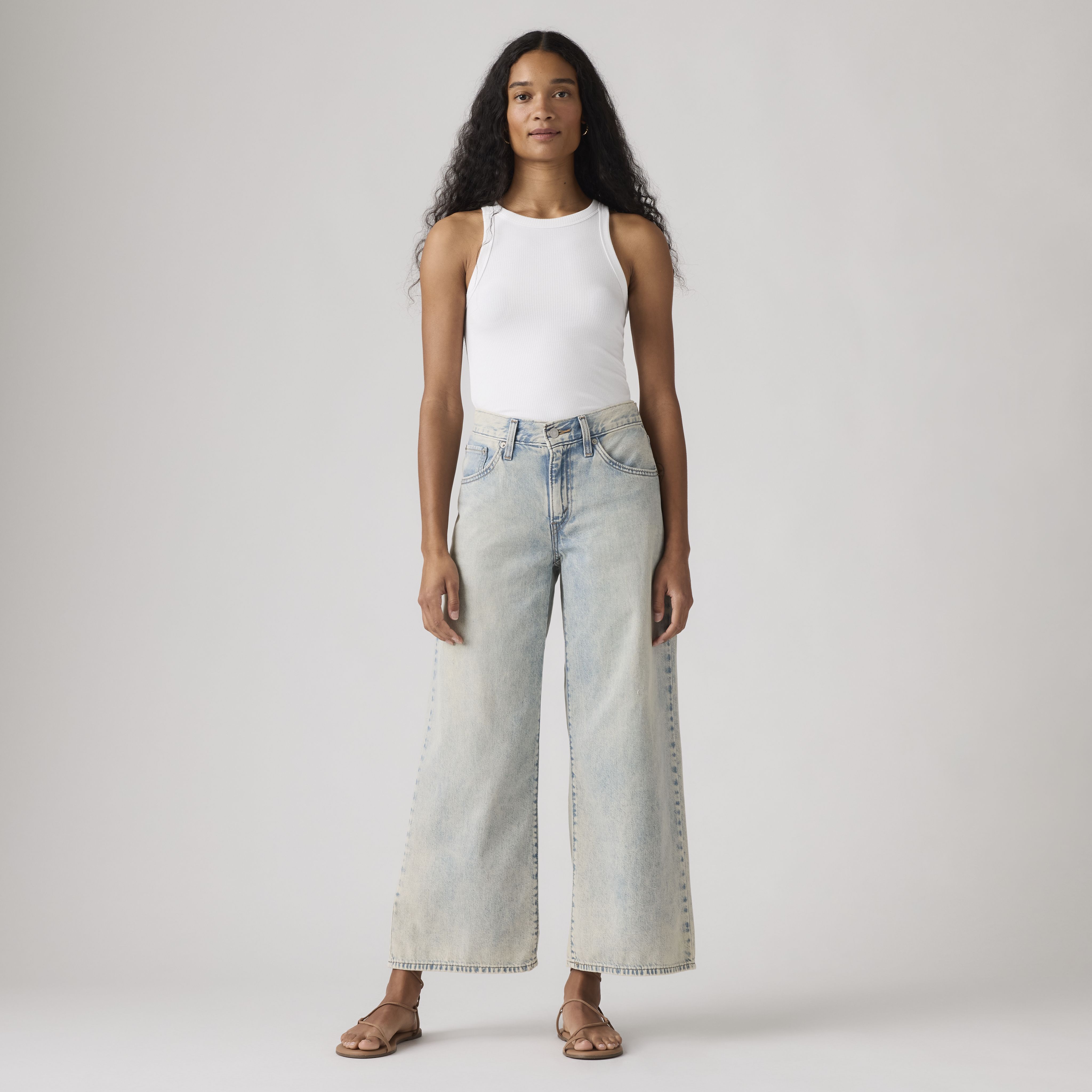 Mid Rise Wide-Leg Ankle Women's Jeans 10