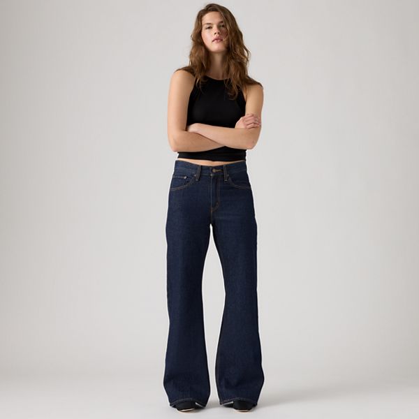 Loose Boot Women's Jeans — Shaded View - Dark Wash