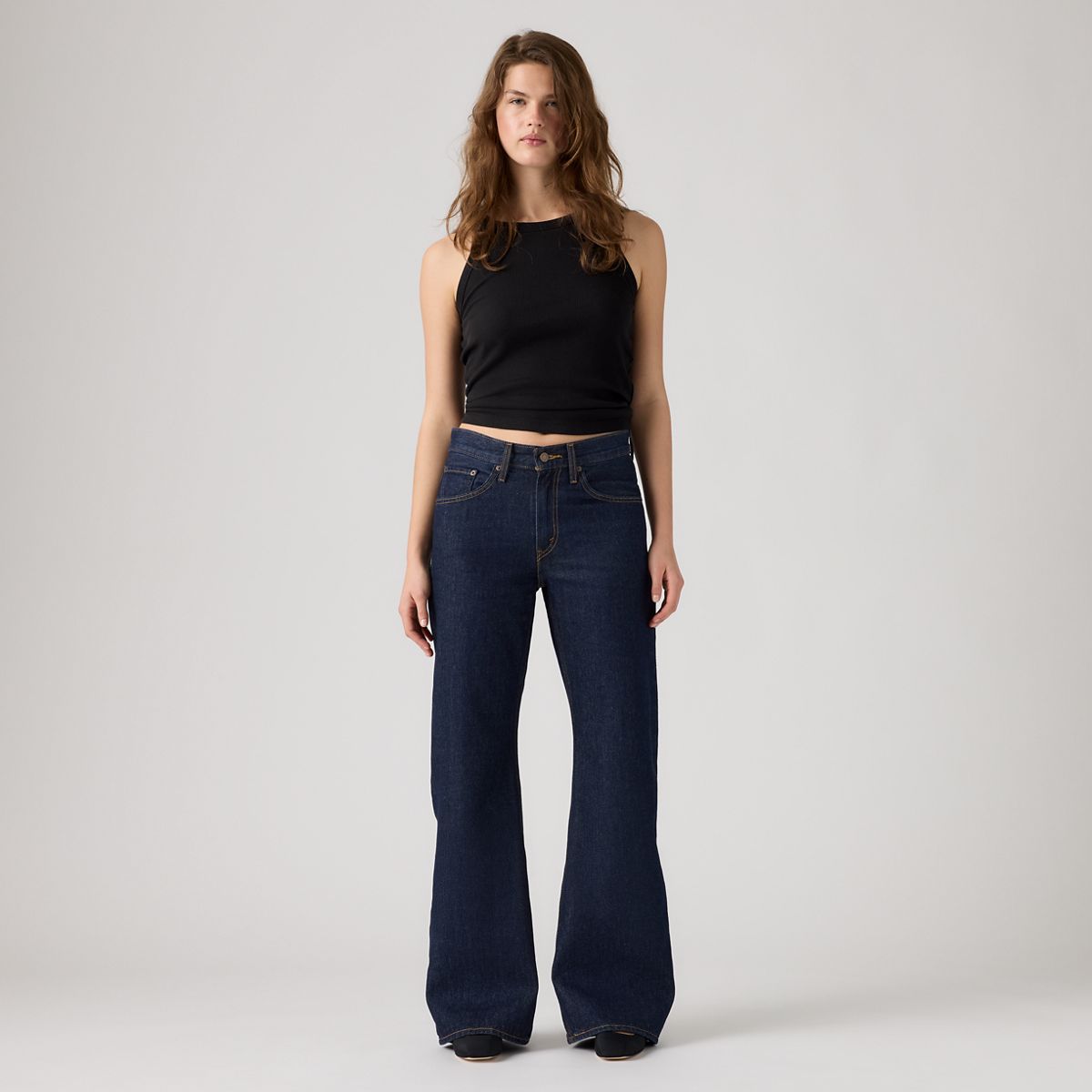Loose Boot Women's Jeans — Shaded View - Dark Wash