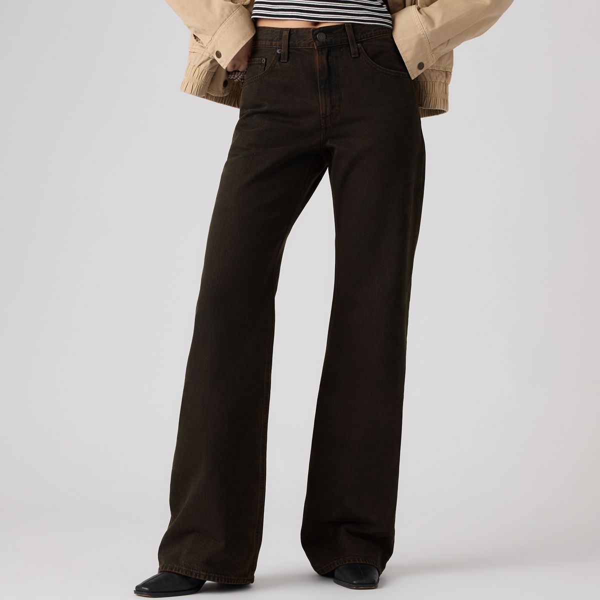 Loose Boot Women's Jeans — Over A Cup Psk - Brown