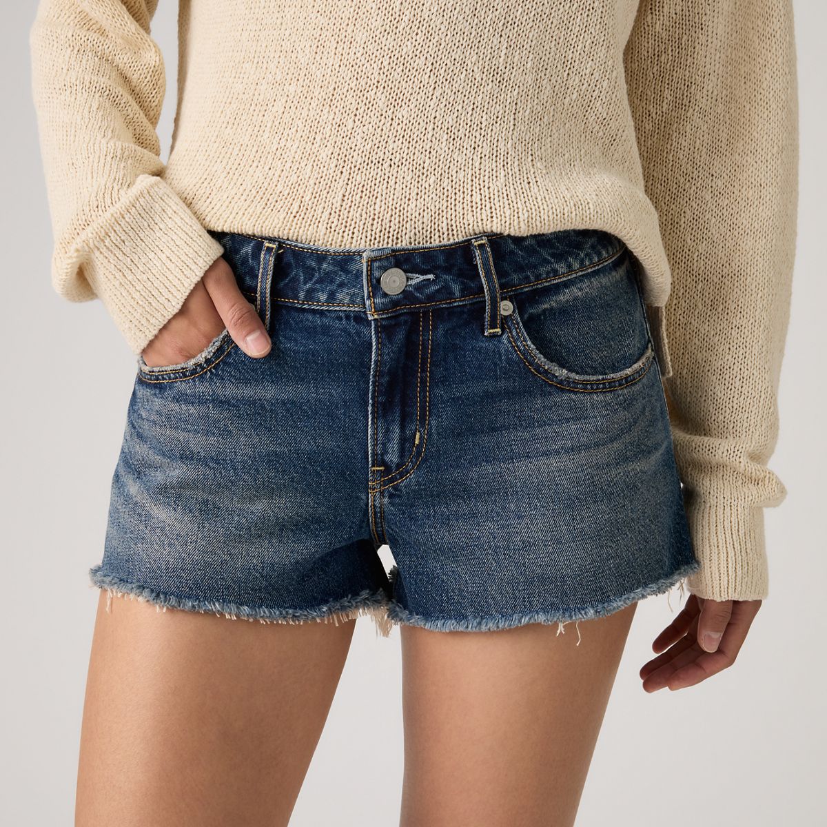 Low Rise Women's Shorts — Free Lunch - Dark Wash