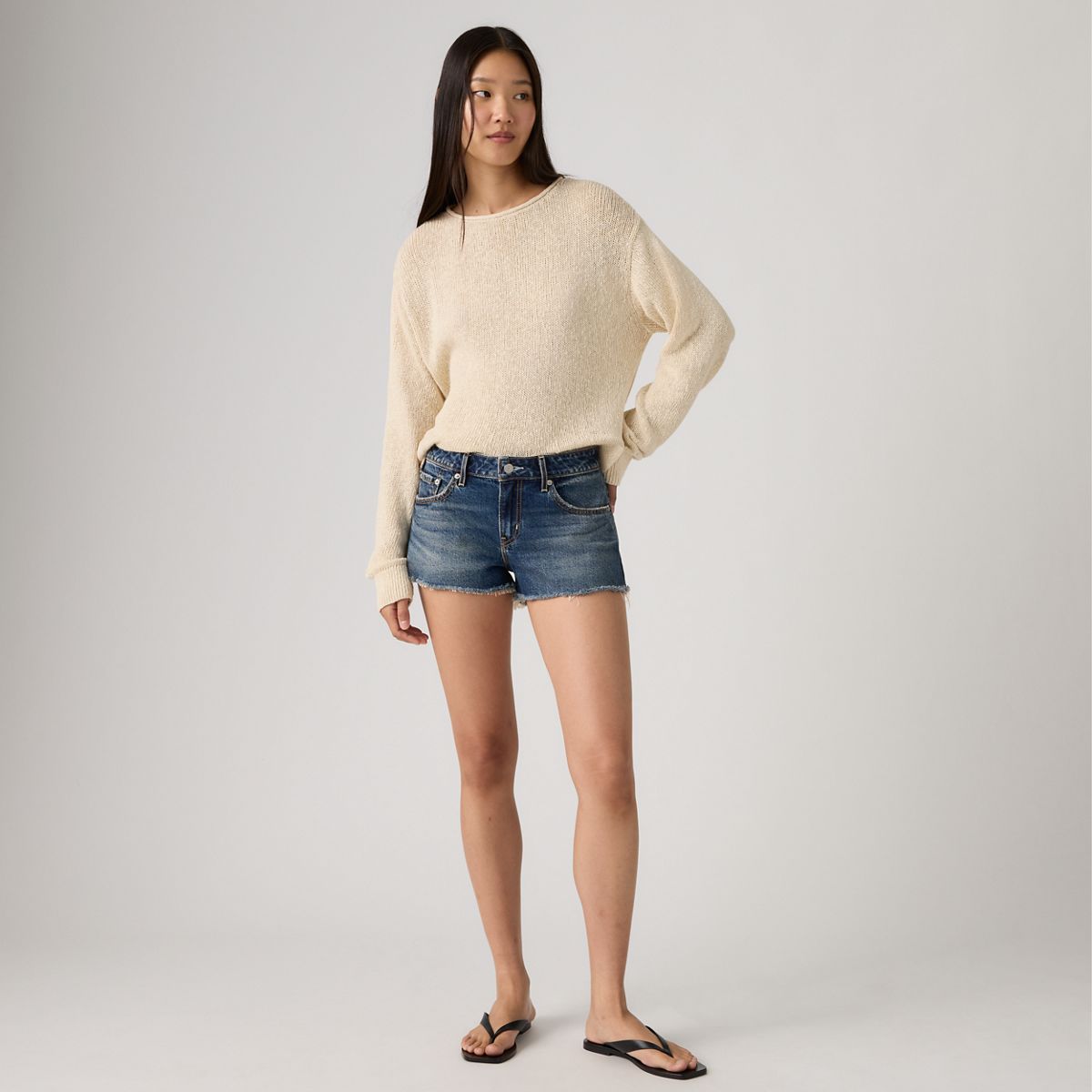 Low Rise Women's Shorts — Free Lunch - Dark Wash