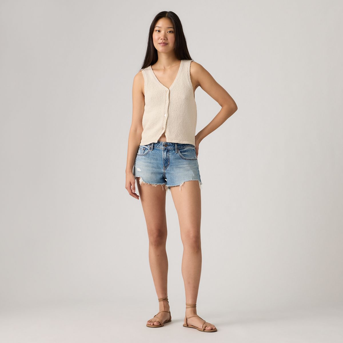 Low Rise Women's Shorts — Excuse Me - Medium Wash