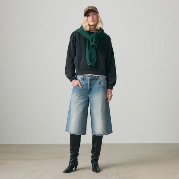 Super Baggy Women's Jorts — Hazy Times - Medium Wash