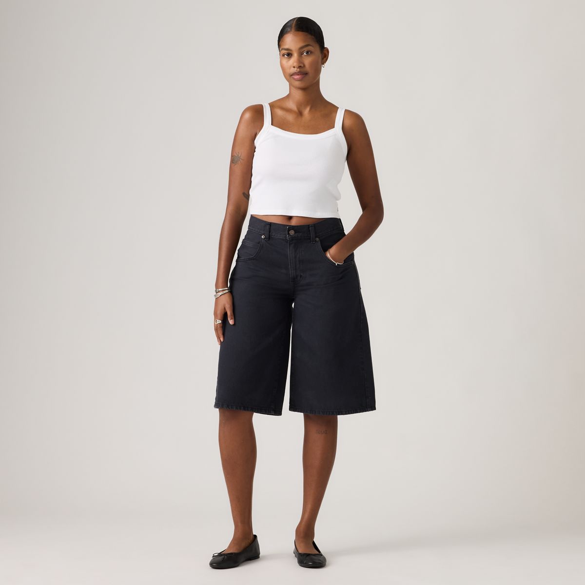 Super Baggy Women's Jorts — Chipped Black Oyster - Black