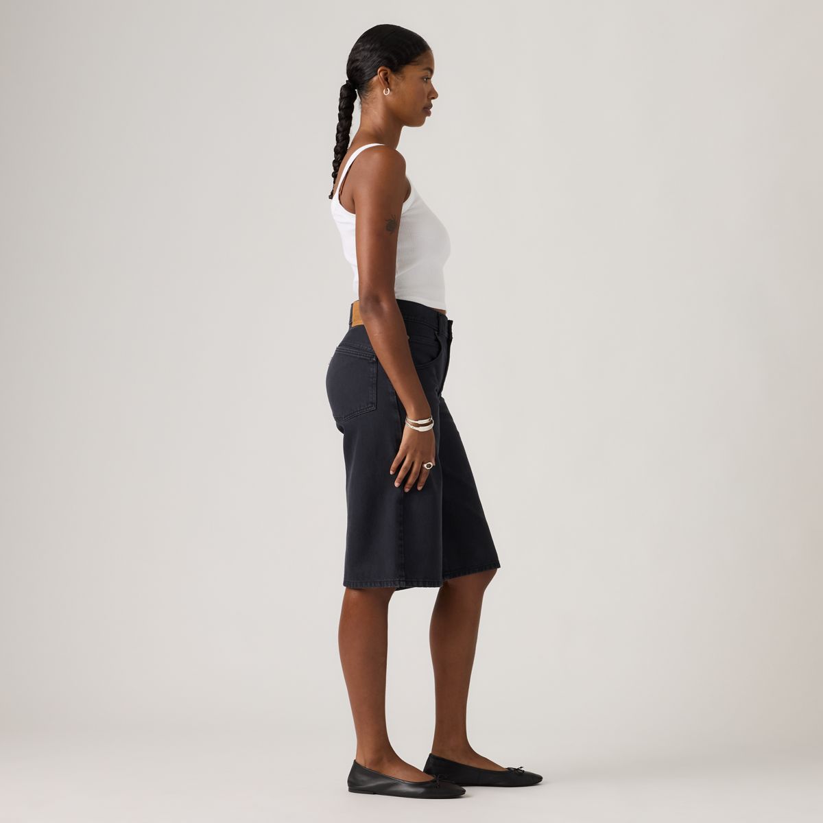 Super Baggy Women's Jorts — Chipped Black Oyster - Black