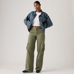 Superlow Loose Women's Cargo Pants — Ivy Green Pigment - Green 1