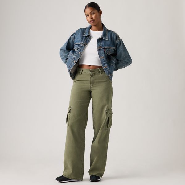 Superlow Loose Women's Cargo Pants — Ivy Green Pigment - Green