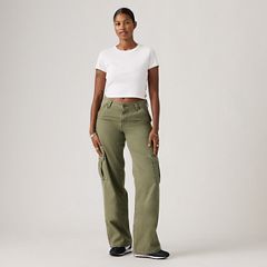 Superlow Loose Women's Cargo Pants — Ivy Green Pigment - Green 5