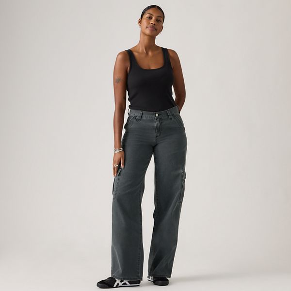 Superlow Loose Women's Cargo Pants — Meteorite Pigment - Blue