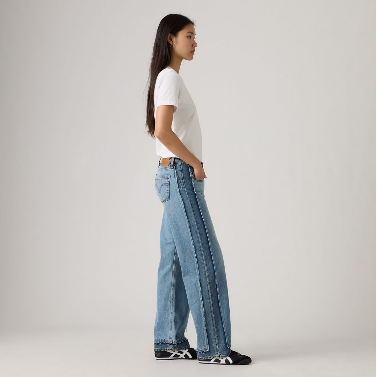 Deconstructed Low Loose Women's Jeans — Upon Reflection - Medium Wash